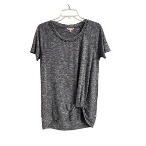 Juicy Couture Gray Rhinestone Neck Front Knot Top Womens Large L Athleisure